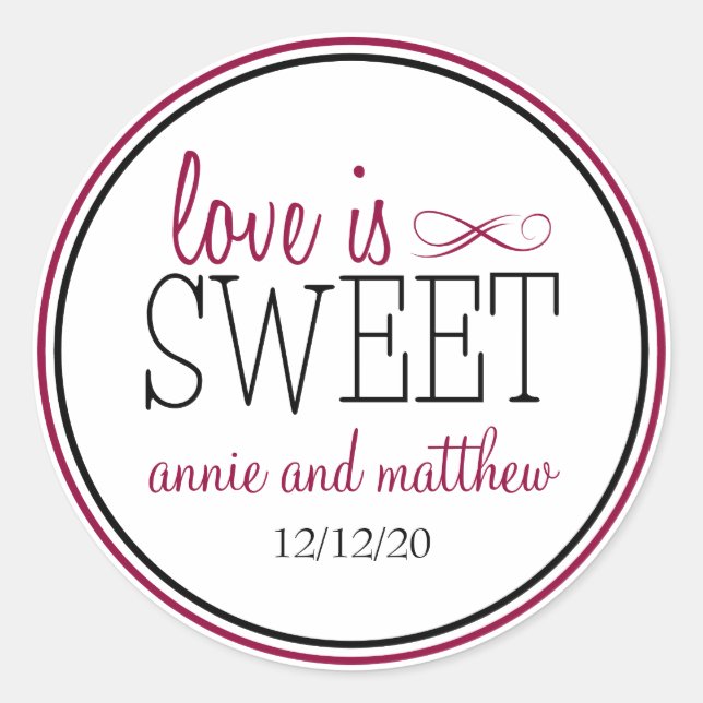 Love Is Sweet Labels (Berry / Black) (Front)