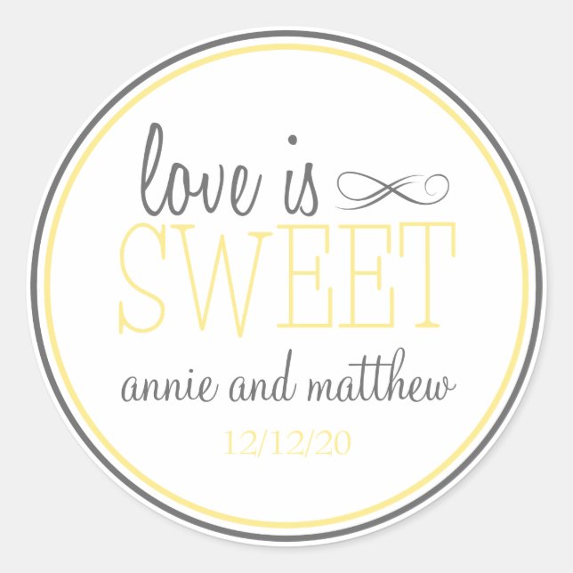 Love Is Sweet Labels (Yellow / Grey) (Front)
