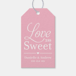 Love is Sweet Light Pink Script Wedding Monogram Gift Tags