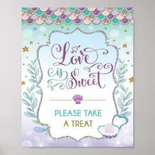 Love is Sweet Mermaid Bridal Shower Favours Sign