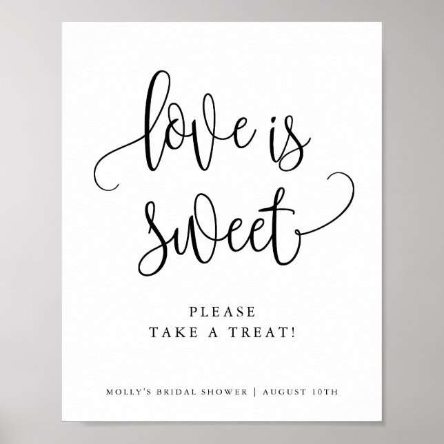 Love is Sweet Minimalist Calligraphy Favour Displa Poster (Front)