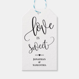 Love is sweet minimalist wedding candy favour gift tags