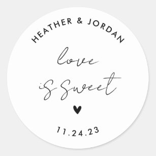 Love Is Sweet Minimalist Wedding Sweet Favour Classic Round Sticker