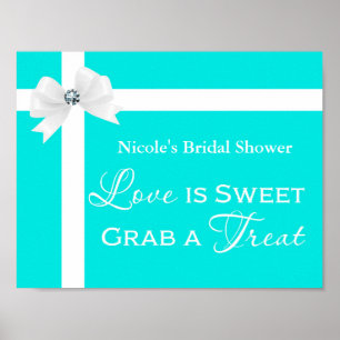 Love is Sweet Modern Blue & White Bow Table Sign