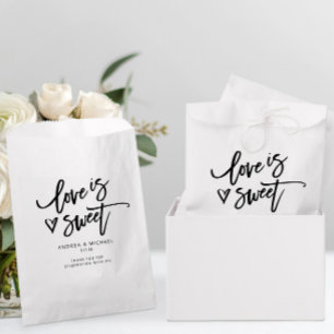 Love is Sweet Modern Fun Wedding Heart Handwriting Favour Bag