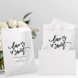 Love is Sweet Modern Fun Wedding Heart Handwriting Favour Bag