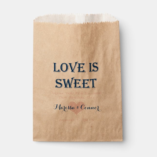 Love Is Sweet Navy and Pink Wedding Bags (Front)