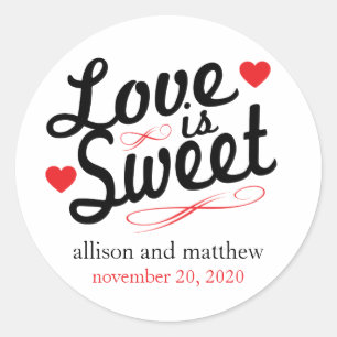 Love Is Sweet Old Fashioined Labels (Black / Red)