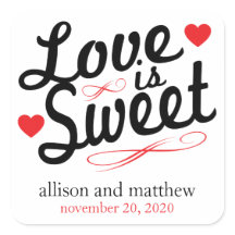 Love Is Sweet Old Fashioined Labels (Black / Red)
