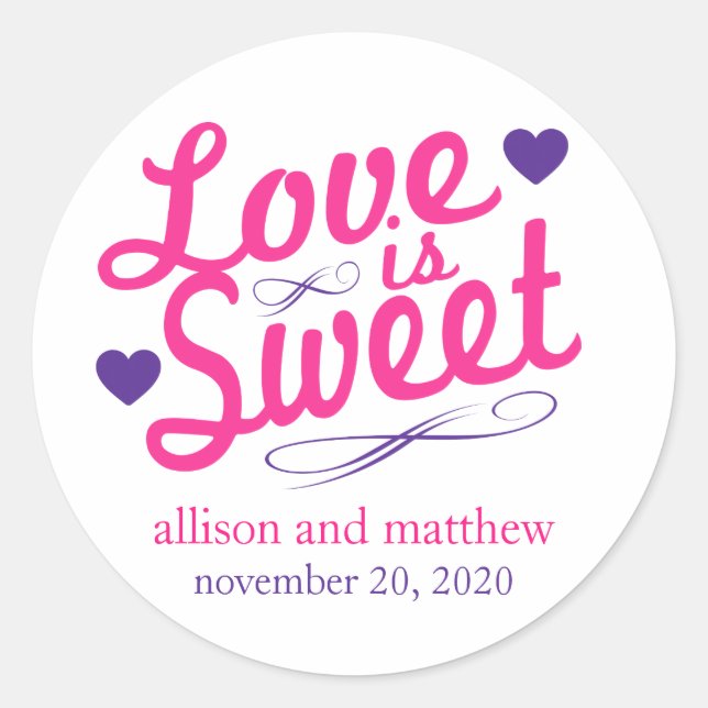 Love Is Sweet Old Fashioined Labels (Pink/Purple) (Front)