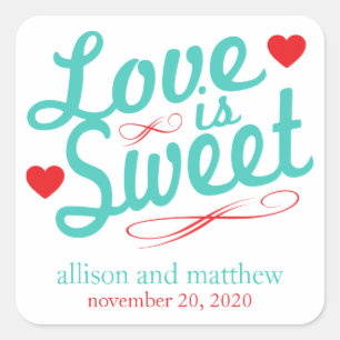 Love Is Sweet Old Fashioined Labels (Teal / Red)