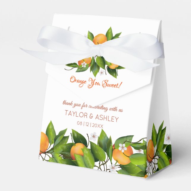 Love Is Sweet Orange Citrus Fruit | Wedding Favor Box (Front Side)