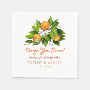 Love Is Sweet Orange Citrus Fruit   Wedding Napkin