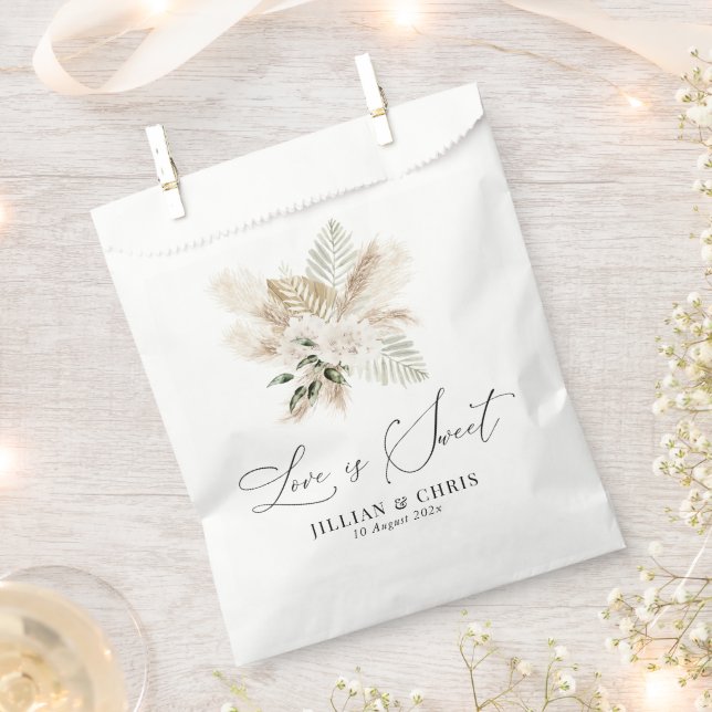 love is sweet pampas grass floral wedding favour bag (Clipped)