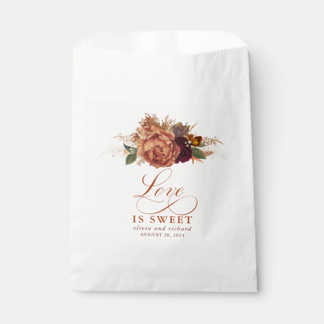 Love is Sweet Pampas Grass Terracotta Floral Favour Bag (Front)