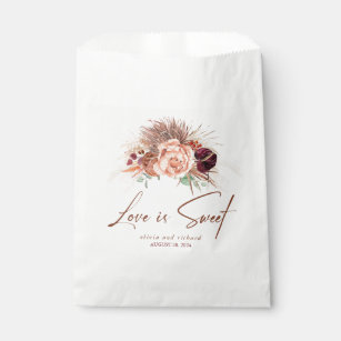 Love is Sweet Pampas Grass Terracotta Floral  Favour Bag