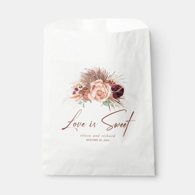 Love is Sweet Pampas Grass Terracotta Floral  Favour Bag (Front)