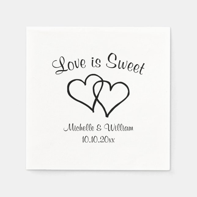 Love is sweet paper cocktail napkins for wedding (Front)