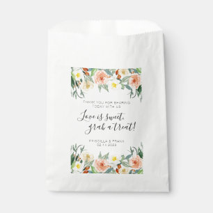 Love Is Sweet Peach Floral Candy Buffet Wedding Favour Bag