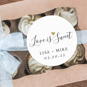 Love is Sweet Personalized Wedding Favour Classic Round Sticker