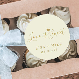 Love is Sweet Personalized Wedding Favour Classic Round Sticker