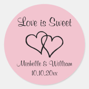 Love is sweet Personalized wedding party favour Classic Round Sticker