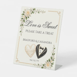 Love Is Sweet Personalized Wedding Shower Treat Pedestal Sign