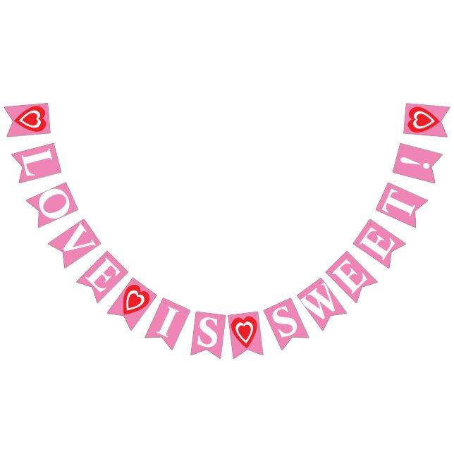 LOVE IS SWEET! Pink Valentine's Day Celebration Bunting Flags (All)