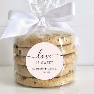 Love Is Sweet Pink Wedding Classic Round Sticker