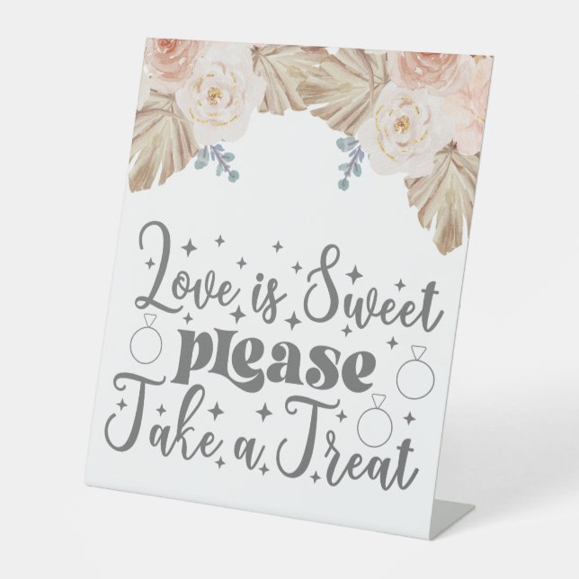 Love is Sweet Please Take a Seat Wedding Pedestal Sign (Front)