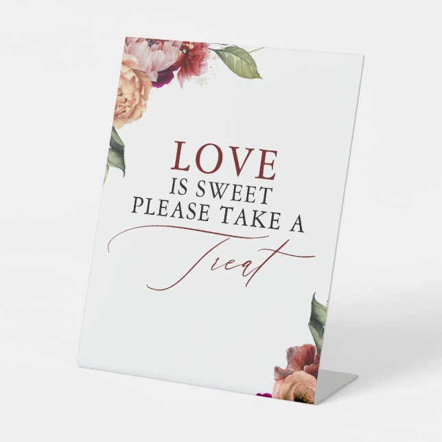 Love is Sweet Please Take A Treat - Fall Wedding Pedestal Sign (Front)