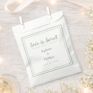 Love Is Sweet Please Take A Treat Green Wedding Favour Bag
