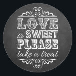 Love Is Sweet, Please Take A Treat! Wedding Favour Classic Round Sticker<br><div class="desc">Love Is Sweet,  Please Take A Treat! Wedding Favour Stickers.</div>