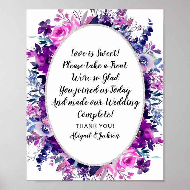 Love is Sweet Quote Wedding Reception Treat Sign (Front)
