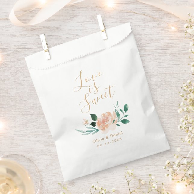 Love is sweet  Romantic garden floral wedding Favour Bag (Clipped)