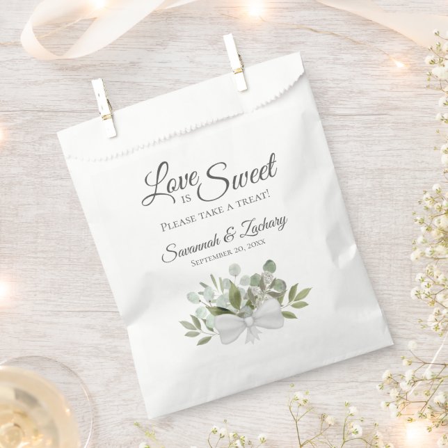 Love is Sweet Rustic Eucalyptus & Greenery Wedding Favour Bag (Clipped)