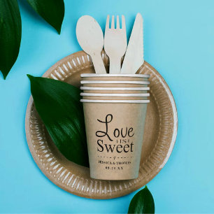Love Is Sweet! Rustic Kraft Wedding Paper Cups