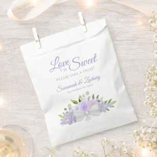 Love is Sweet Rustic Lavender Purple Roses Wedding Favour Bag