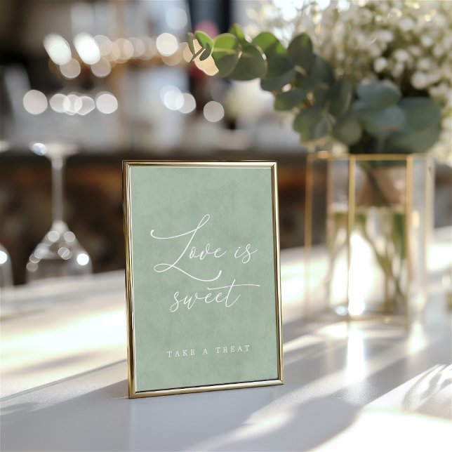 Love is Sweet Sage & Eucalyptus Tabletop Sign Invitation (Love is Sweet Sage & Eucalyptus Tabletop Sign)