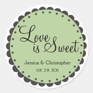 Love is Sweet - Scalloped Edge - Personlize Classic Round Sticker