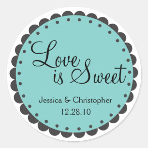 Love is Sweet - Scalloped Edge - Personlize Classic Round Sticker
