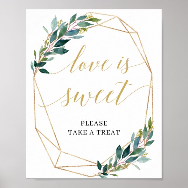 Love is sweet sign green eucalyptus gold geometric (Front)