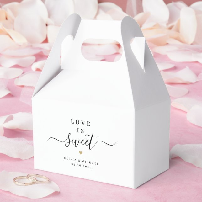 Love is sweet simple elegant script wedding favor box (Wedding)