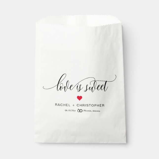 Love is Sweet Simple Elegant Script Wedding  Favour Bag (Front)