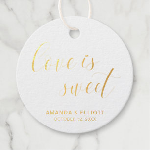 Love Is Sweet Simple Elegant Wedding Gold Favour Tags