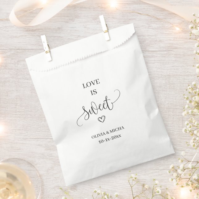 Love is Sweet simple Elegant Wedding Keepsake Favour Bag (Clipped)