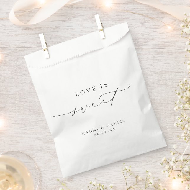 Love is Sweet Simple Modern Chic Script  Favour Bag (Clipped)