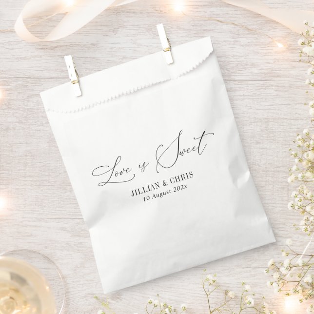 love is sweet simple script wedding favour bag (Clipped)