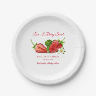 Love is Sweet Strawberry Fruit Wedding Paper Plate