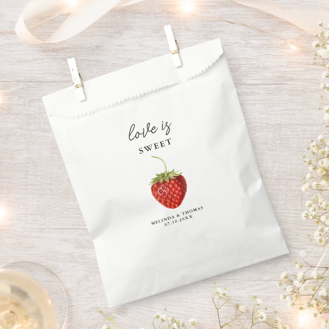 Love is Sweet Strawberry Wedding  Favour Bag (Clipped)